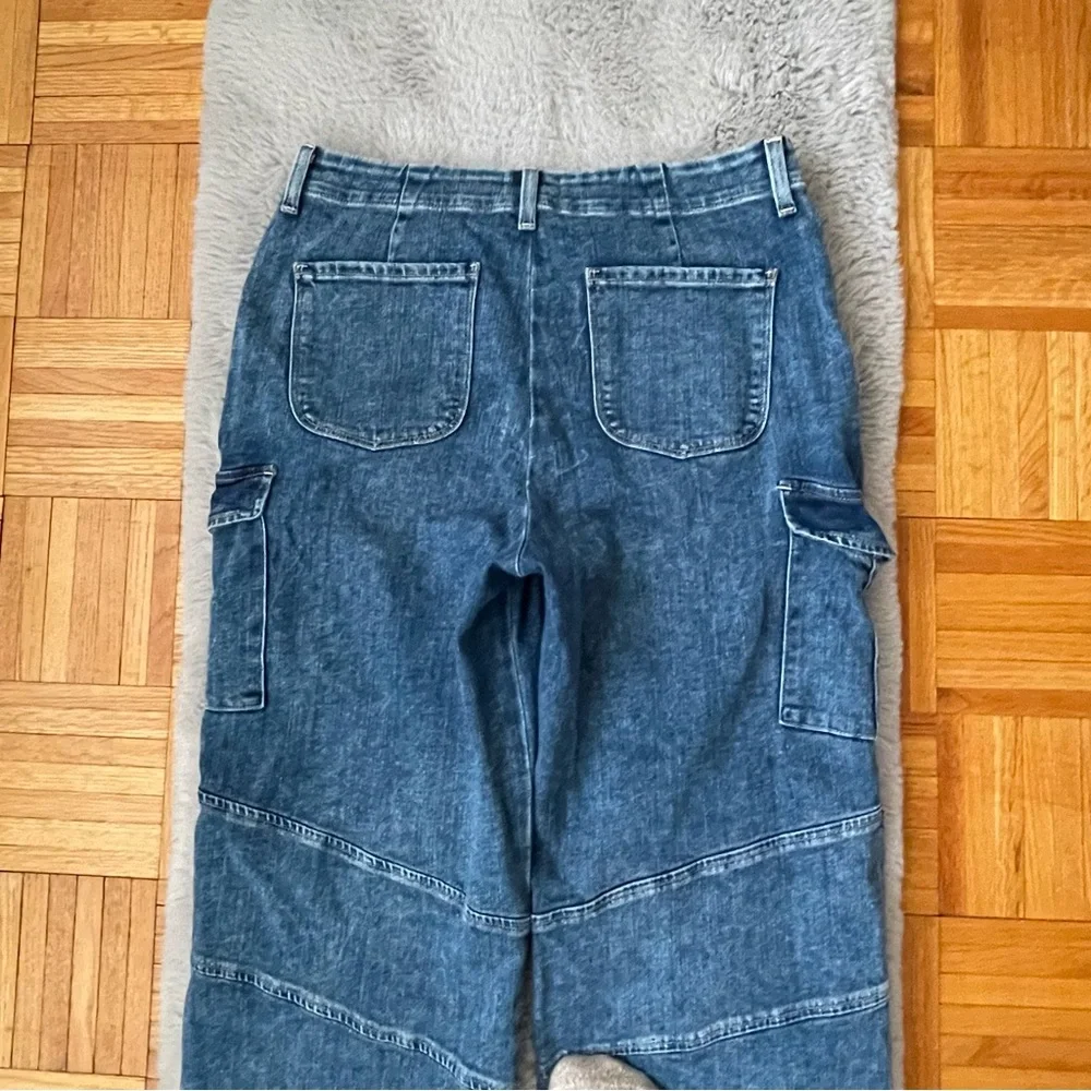 L’AGENCE Women’s Cargo Jeans Size 30 Blue Straight‎ Leg Utility Denim Cabincore
